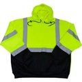 Petra Roc Inc Petra Roc Two Tone Pullover Hooded Sweatshirt, ANSI Class 3, Lime/Black, 2X, LBPUHSW-C3-2XL LBPUHSW-C3-2X